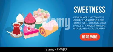 Sweetness concept banner, isometric style Stock Vector