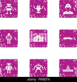 Droid icons set, grunge style Stock Vector