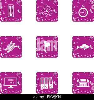 Evidence icons set, grunge style Stock Vector