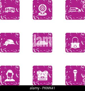 Espionage icons set, grunge style Stock Vector