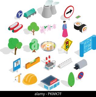 Wayside icons set, isometric style Stock Vector