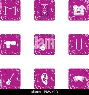 Hitch icons set, grunge style Stock Vector