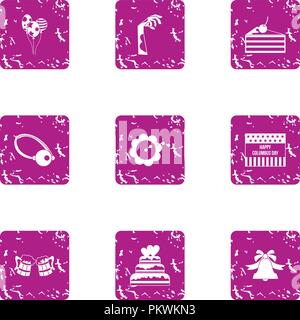 Corpse party icons set, grunge style Stock Vector
