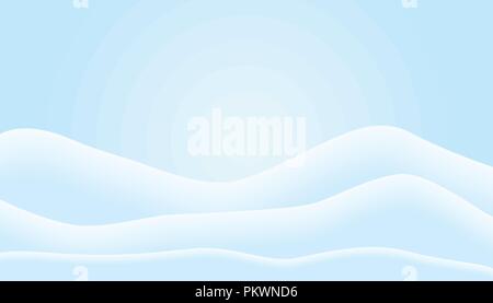Flat design illustration of winter mountain landscape with snow and hills under blue sky - vector Stock Vector