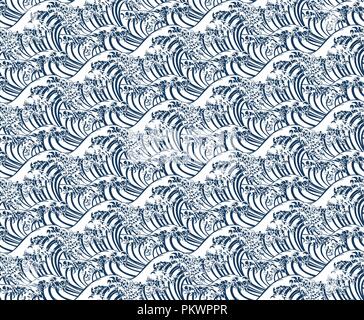 Wave Seamless Pattern Print Single Color Stock Vector