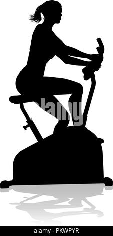 Gym Woman Silhouette Elliptical Cross Fit Machine Stock Vector Image ...