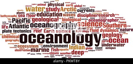 Oceanology word cloud concept. Vector illustration Stock Vector