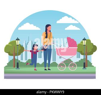 Family at park cartoons Stock Vector