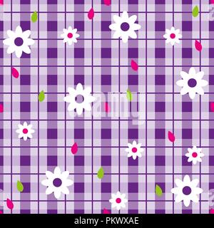 Floral seamless pattern with plaid background. Vector template. eps10 Stock Vector