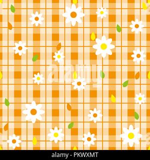 Floral seamless pattern with plaid background. Vector template. eps10 Stock Vector