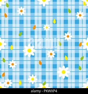 Floral seamless pattern with plaid background. Vector template. eps10 Stock Vector