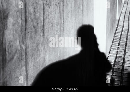 Berlin, Germany, August 31, 2018: Shadow of Photographer (Selfie) at Holocaust Memorial Stock Photo