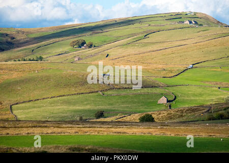 Moorland and rough pasture in the Staffordshire Moorlands area of the Peak District National Park near Gradbach and Flash Stock Photo