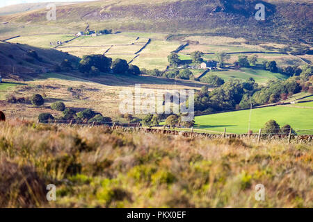 Moorland and rough pasture in the Staffordshire Moorlands area of the Peak District National Park near Gradbach and Flash Stock Photo