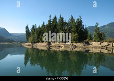 Reflections at Stave Lake in Mission, British Columbia, Canada Stock Photo