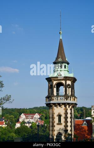 Closeup of a historical steeple in Dresden Stock Photo