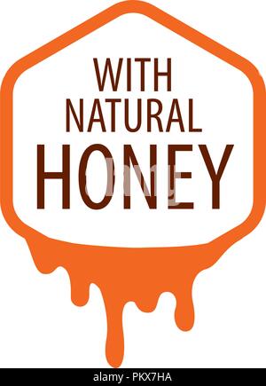 Honeycomb with honey drops. Sweet honey, logo for shop or bakery. Flat ...