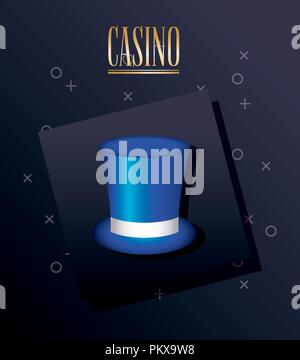 casino design with top hat icon over black background, colorful design. vector illustration Stock Vector