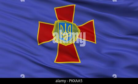 National Guard Of Ukraine Flag, Closeup View, 3D Rendering Stock Photo