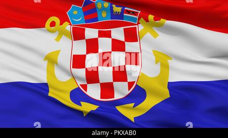 Croatia Naval Ensign Flag, Closeup View, 3D Rendering Stock Photo