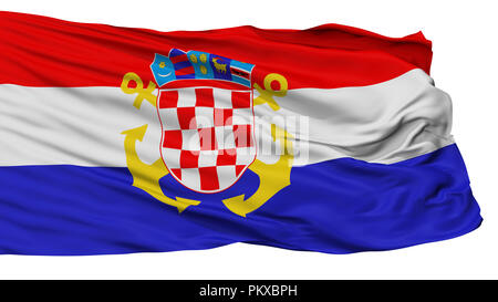 Croatia Naval Ensign Flag, Isolated On White Background, 3D Rendering Stock Photo
