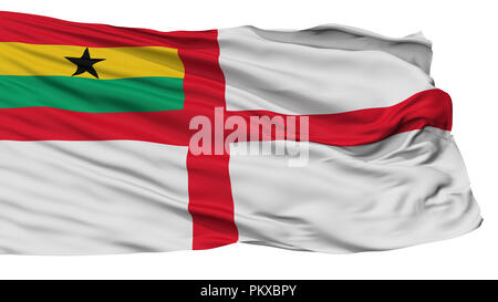 Ghana Naval Ensign Flag, Isolated On White Background, 3D Rendering Stock Photo