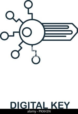 Digital Key outline icon. Monochrome style design from crypto currency collection. UI. Pixel perfect simple pictogram outline digital key icon. Web de Stock Vector