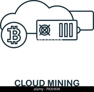 Cloud Mining outline icon. Monochrome style design from crypto currency collection. UI. Pixel perfect simple pictogram outline cloud mining icon. Web  Stock Vector