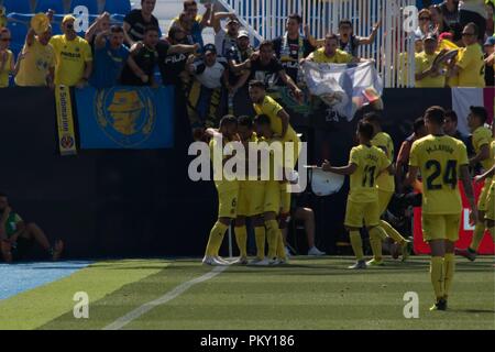 Madrid, Spain. 16th September 2018.  Villarreal C.F. Goal , during the match between A.D. Leganes v Villarreal C.F.  for the matchday of 4th seasson of La Liga, played at Estadio Municipal de Butarque on16th of September 2018 in Madrid, Spain.  Cordon Press Credit: CORDON PRESS/Alamy Live News Stock Photo