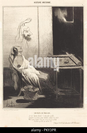 Les Nuits de Pénélope. Dated: 1842. Medium: lithograph on newsprint. Museum: National Gallery of Art, Washington DC. Author: HONORÉ DAUMIER. Stock Photo