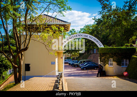 Entrance to the Kigali Genocide Memorial in Kigali, Rwanda on a sunny summer day. Stock Photo