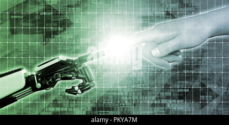 Merging Man and Technology Together Engineering Concept Stock Photo