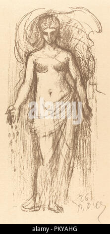 Study of a Woman (Abundance). Dated: 1895. Dimensions: sheet: 39.3 x 24.2 cm (15 1/2 x 9 1/2 in.). Medium: lithograph in brown on laid paper. Museum: National Gallery of Art, Washington DC. Author: PIERRE PUVIS DE CHAVANNES. Stock Photo