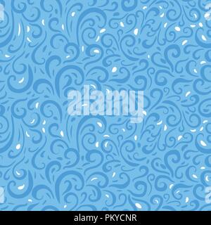 Vector Winter seamless pattern. Abstract texture with swirl frost illustration on blue background. Stock Vector