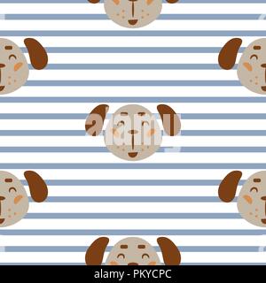 Seamless pattern with dogs cute childish textile fabric seamless print. Stock Vector