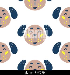 Seamless pattern with dogs cute childish baby textile fabric seamless print. Stock Vector