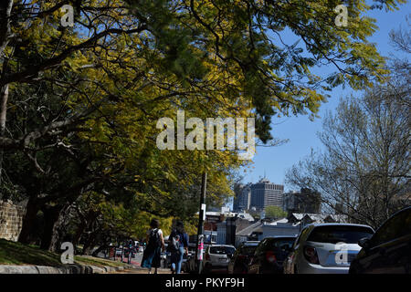 Australian Road Signs & Pedestrians Stock Photo