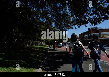 Australian Road Signs & Pedestrians Stock Photo