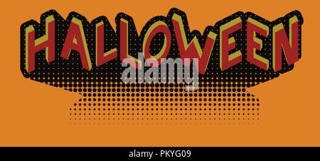 Halloween in retro style with isometric projection of letters. Banner. Title to invitation. Stock Vector