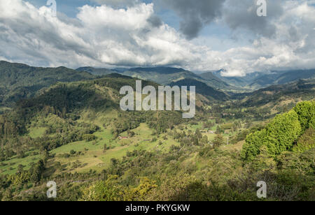 The Cocora valley and the Nevados mountain range seen from Salento viewpoint Stock Photo