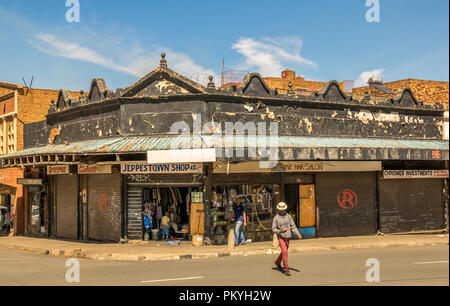 Johannesburg, South Africa - unidentified residents going about their daily lives in the historic suburb of Jeppestown in the Maboneng precinct Stock Photo