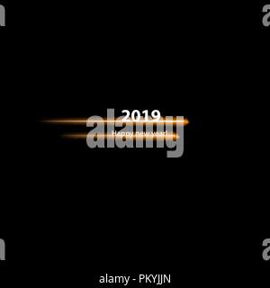 happy new year 2019 with Speedy line on black background Stock Vector