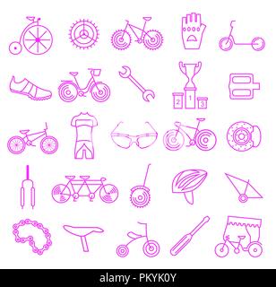 Bicycle icon set. Bike types. Vector illustration linear thin design Stock Vector