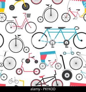 Bicycle seamless pattern. Colour flat design. Vector illustration Stock Vector