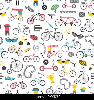 Bicycle seamless pattern. Colour flat design. Vector illustration Stock Vector