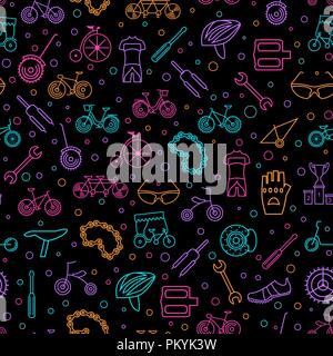 Bicycle seamless pattern. Tnin line design. Vector illustration Stock Vector
