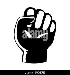 Hand with fingers folded into a fist pointing up, raised hand showing a fist, a symbol of strength and superiority, success, struggle for its dip, ske Stock Vector