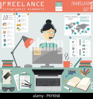 Freelance infographic template. Set elements for creating you own infographic. Vector illustration Stock Vector