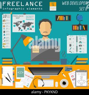 Freelance infographic template. Set elements for creating you own infographic. Vector illustration Stock Vector