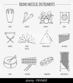 Musical instruments graphic template. Drums. Vector illustration Stock Vector